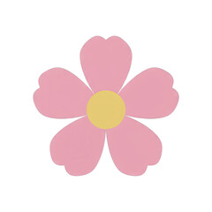 Simple Pink Flower With Yellow Center On Transparent Background For Spring And Nature Designs