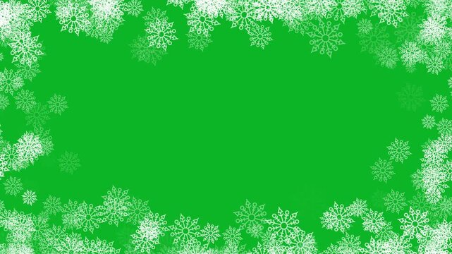 Winter Background with Frosty Snowflake Border | Christmas Frame Animation. Frozen Snowflake Border Winter Background | Cold Season Template. Frosty Winter Frame with Snowflakes | Holiday Greeting. 