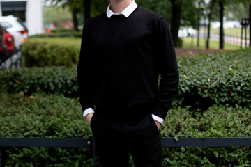 Stylish Man in Black Smart Casual Attire