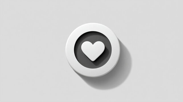 3D white heart icon element with smooth glossy finish and modern design representing love purity positivity and digital symbolism ideal for app design user interface and creative visuals