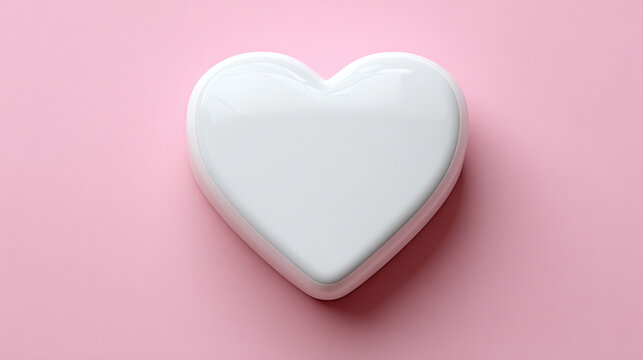 3D white heart icon element with smooth glossy finish and modern design representing love purity positivity and digital symbolism ideal for app design user interface and creative visuals