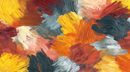 Warm abstract painting with autumn-inspired brush strokes
