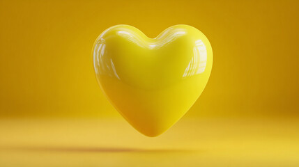 3D yellow heart icon element with glossy finish and modern design representing love positivity affection and digital symbolism ideal for app design user interface and creative visuals