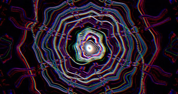 Seamless tunnel video loop with vibrant colors and swirling patterns for relaxation and visual enjoyment