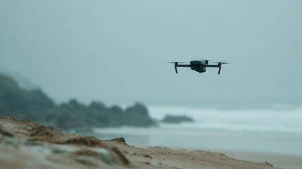 media drone captures live broadcasts from remote coastal locations delivering stunning views of waves and beach