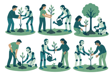 Future collaboration: humans and robots unite for tree planting and environmental care