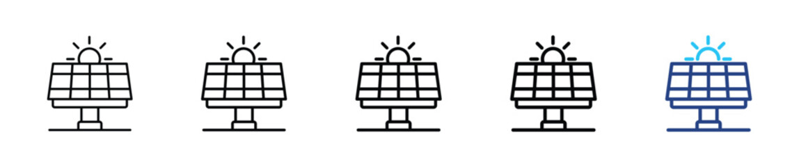 Solar panel icon set outline multistyle vector illustration concept