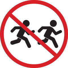 Prohibition sign with running figures, no running
