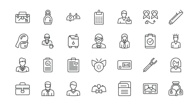 Collection of thin line icons representing time management, scheduling, and speed, including timer, alarm, hourglass, clock, calendar, and watch symbols, suitable for web and mobile applications