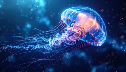 Majestic Jellyfish Floating in a Sea of Stars An Ethereal Underwater Scene