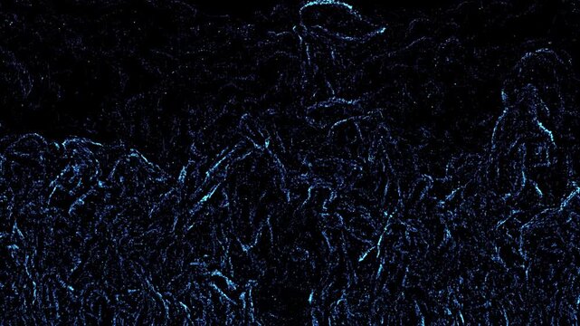 Abstract Ghost Lines Rising 4K Loop features blue white tangled lines rising and morphing against a black background in a loop.