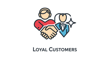 Loyal Customers Icon: A Visual Representation of Strong Business Relationships, Customer Loyalty, and Brand Value, Symbolizing Trust and Partnership in Marketing and Branding Strategies with a