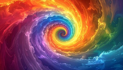 Vibrant Rainbow Vortex A Colorful Swirl of Energy and Light in Abstract Art