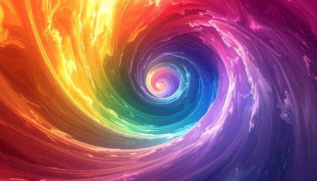 An abstract concept of a colorful spiraling vortex tunnel, representing a journey through a vibrant rainbow wormhole of light and energy - Powered by Adobe