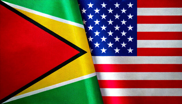 アメリカの国旗とガイアナの国旗(USA Flag &Guyana flag.)
