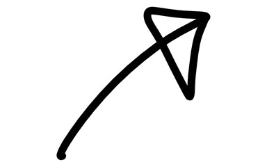 Hand Drawn Thin Outline Arrow with Capped Line End Doodle Vector