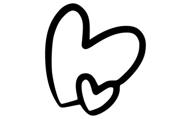 Hand Drawn Doodle Intertwined Hearts Vector Outline