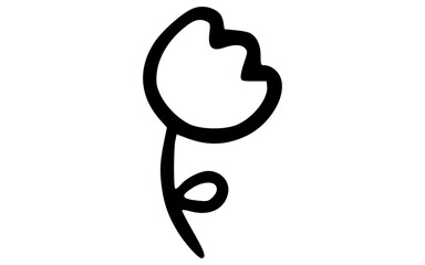 Cute Hand Drawn Simple Tulip Flower Outline Doodle Vector