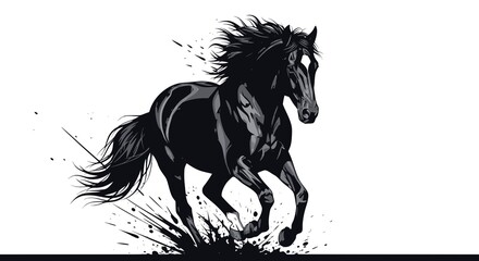 Strong horse. Horse silhouette vector illustration. JPEG version.
