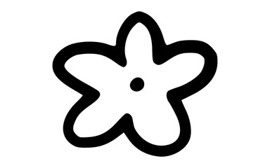 Unique Hand Drawn Abstract Four-Petal Flower Doodle Vector Symbol