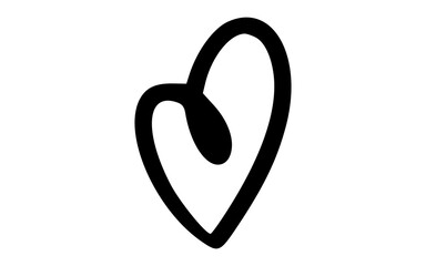 Organic Hand Drawn Looped Core Heart Outline Doodle Vector