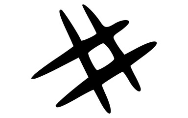 Hand Drawn Hashtag Pound Sign Social Media Symbol Doodle Vector