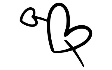 Cupid Arrow Shooting Through Heart Doodle Vector Illustration