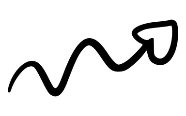 Wavy Hand Drawn Heart Tip Directional Arrow Doodle Vector