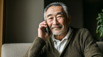 高齢の日本人男性が話しかける