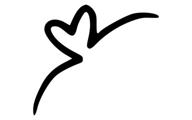 Abstract Hand Drawn Dynamic Heart Trail Swirl Doodle Vector