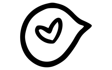 Rounded Speech Bubble with Heart Love Doodle Vector Icon