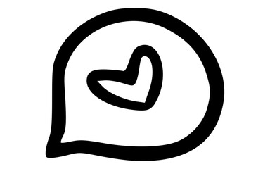 HandmadeCommunication Bubble with Heart Love Message Doodle Vector Icon