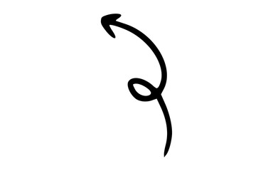 Vertical Hand Drawn Looping Upward Left Arrow Doodle Vector Icon