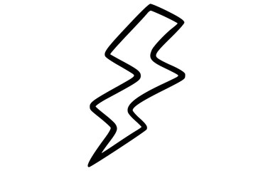 Vertical Hand Drawn Outline Lightning Bolt Doodle Vector Icon