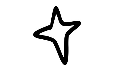 Uneven Hand Drawn Six Pointed Outline Starburst Doodle Vector