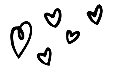 Scattered Hand Drawn Multiple Heart Shapes Doodle Pattern Vector