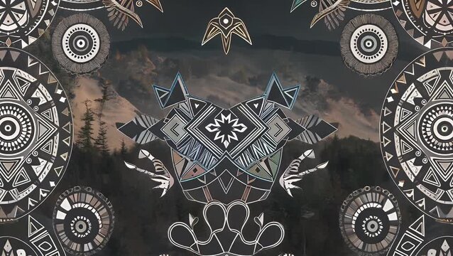 Repeating Surface Pattern Incorporating Decorative Motifs Inspired by Indigenous