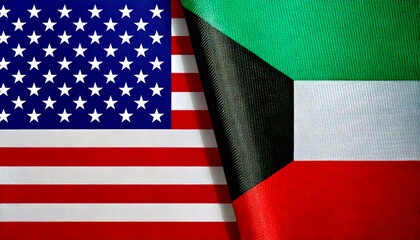 Fototapeta premium アメリカの国旗とクウェートの国旗(USA Flag & Kuwait flag.) 