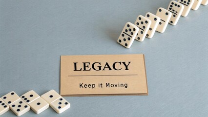 Dominoes and Inspirational Message on Blue Background for Legacy