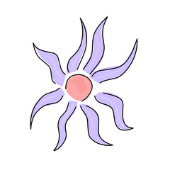 Flat vector illustration of a decorative flower with petals, simple and clean design perfect for nature, spring, and floral-themed graphics