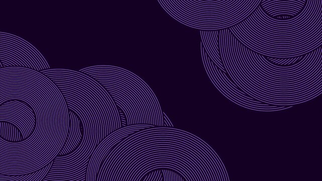 Dark violet linear circles concept abstract geometric background. Seamless looping motion design. Video animation Ultra HD 4K 3840x2160