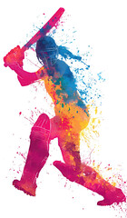 Icon Female Cricket - Energetic Abstract Watercolour Blurring Technique Visualizes Swift Motion, Agility, And Explosive Drive.