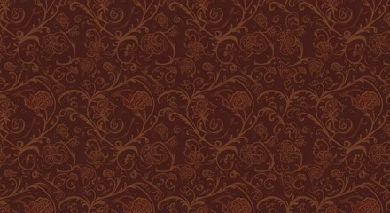 Elegant seamless background with swirling floral vines and blooming stylized flowers in a decorative, continuous vintage style ,flowing ,complexity ,wedding