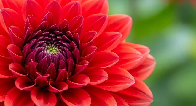 Vibrant Red Dahlia Flower Close-Up with Intricate Petal Details.