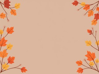 Obraz premium Autumn leaf border with warm hues on a soft tan background for seasonal designs