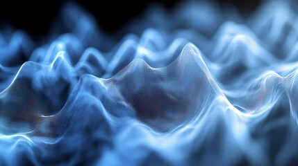 Biometric waveform tracing across translucent screen powder blue to silver gradient futuristic medical technology interface close-up data visualization high-tech healthcare concept