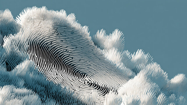 Biometric waveform tracing across translucent screen powder blue to silver gradient futuristic medical technology interface close-up data visualization high-tech healthcare concept