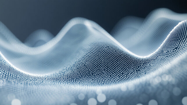 Biometric waveform tracing across translucent screen powder blue to silver gradient futuristic medical technology interface close-up data visualization high-tech healthcare concept