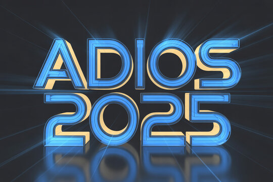 Let's say Adios to 2025 with vibrant blue lettering, perfect for New Year's Eve parties and festive celebrations, signaling a fresh start and exciting future!