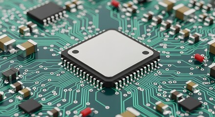 Obraz premium Circuit Board Microchip Technology Close-Up for Electronics Industry Innovation
